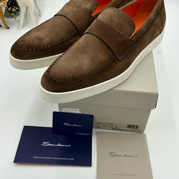 Men’s Santoni Atlantis slip on suede loafers size 12 made in Italy main image 5